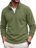 Men's Fleece Quarter Zip Pullover - Mock Neck, Long Sleeve, Brushed Lining for Golf and Work Days - Medium