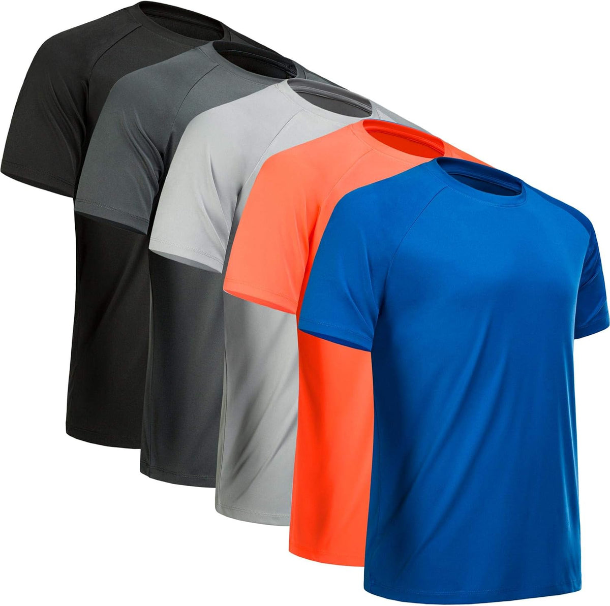 Men's Quick Dry Workout T-Shirts Multipack - Short Sleeve, Moisture Wicking Mesh for Gym Training - Small