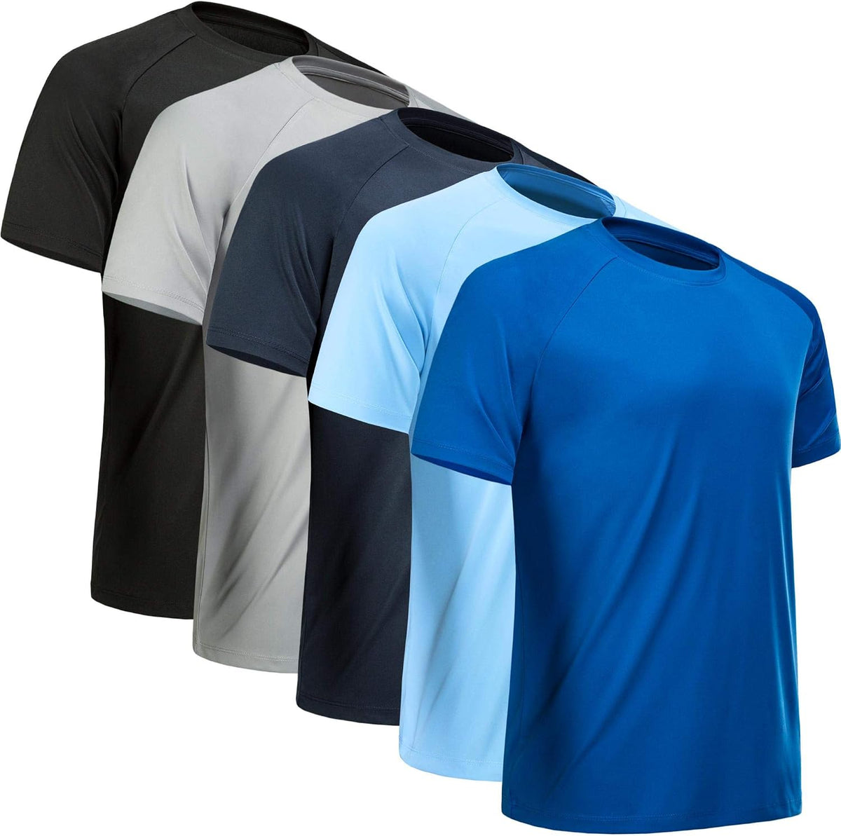 Men's Quick Dry Workout T-Shirts Multipack - Short Sleeve, Moisture Wicking Mesh for Gym Training - Medium