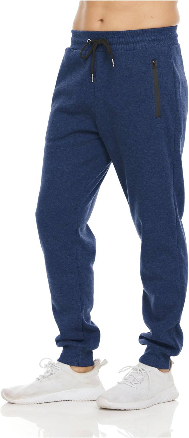 Men's Fleece Athletic Joggers 3 Pack - Zipper Pockets, Big and Tall Sizes for Workouts and Lounging - Big (2)