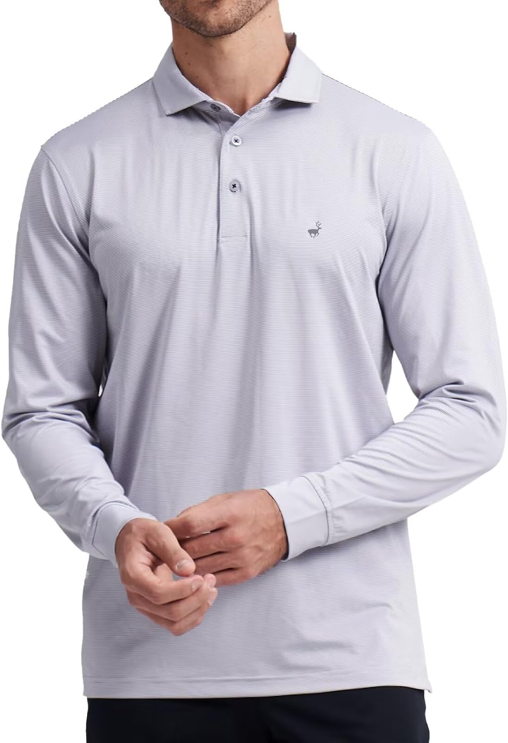 Men's Pin Striped Golf Polo Shirt - Lightweight Quick Dry Knit, Collared Short Sleeve for the Course - Small
