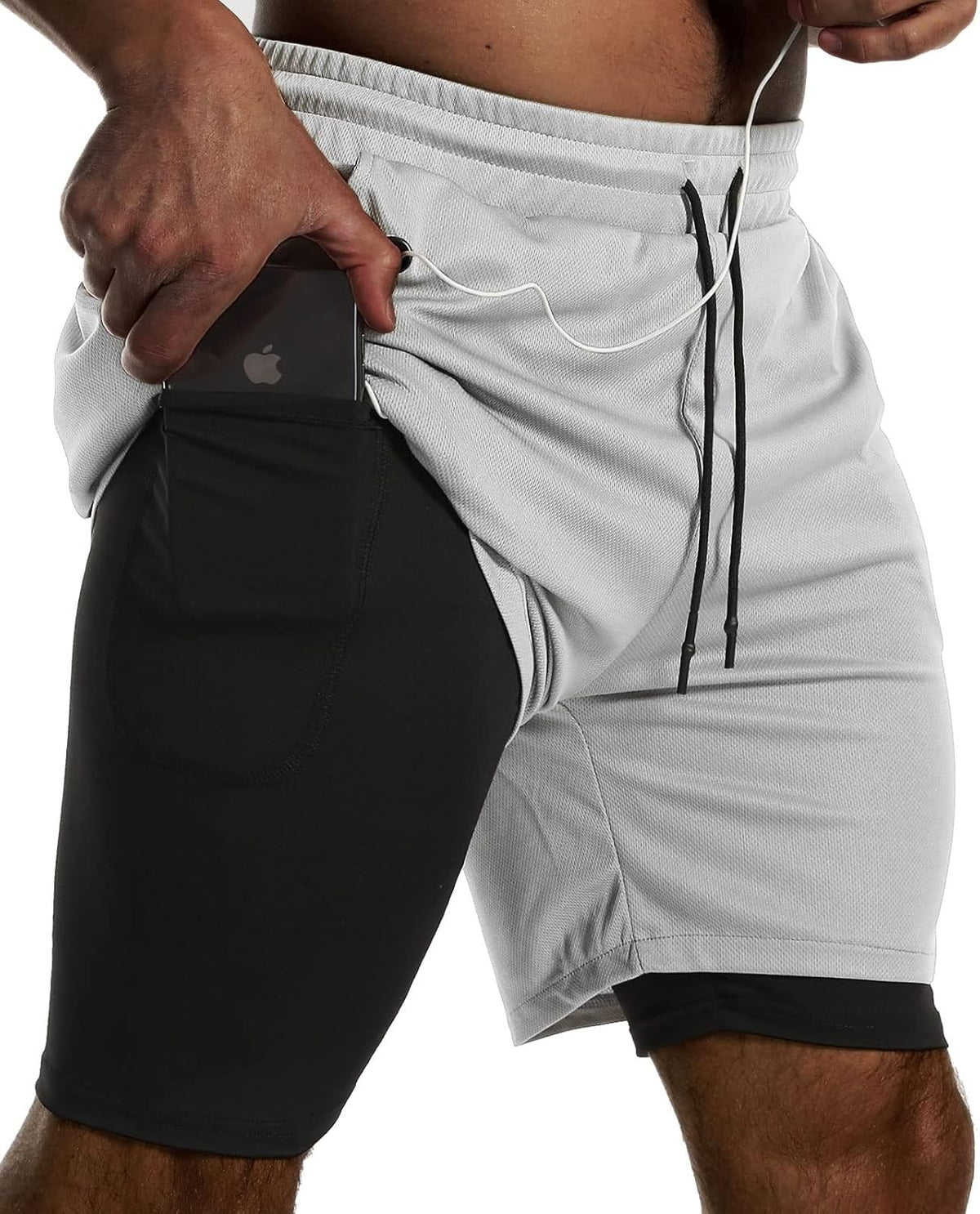 Men's 2 in 1 Running Shorts 3 Pack - Quick Dry Outer Layer, Inner Liner, Side Pockets for Workouts - Small
