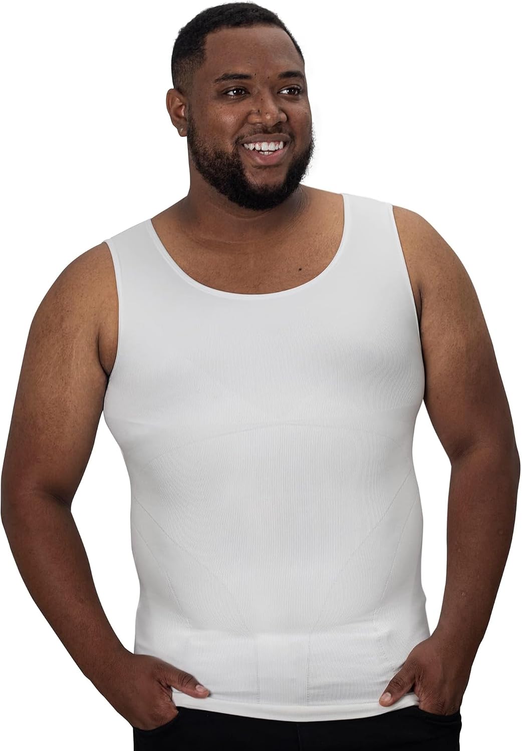 Men's Compression Tank Top - Sleeveless Slimming Undershirt with Tummy Control in Big and Tall Sizes - Medium Tall