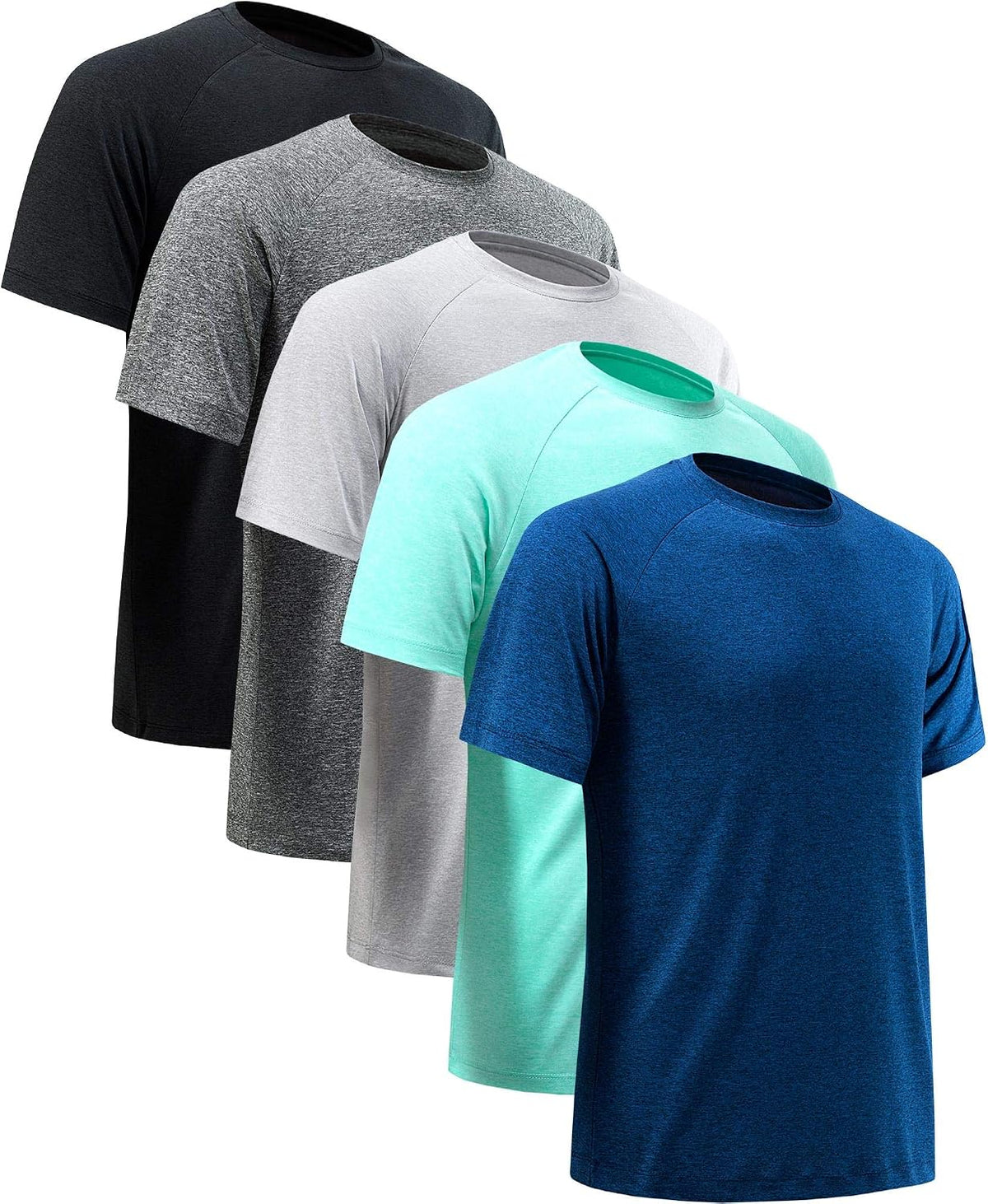 Men's Quick Dry Workout T-Shirts Multipack - Short Sleeve, Moisture Wicking Mesh for Gym Training - Small