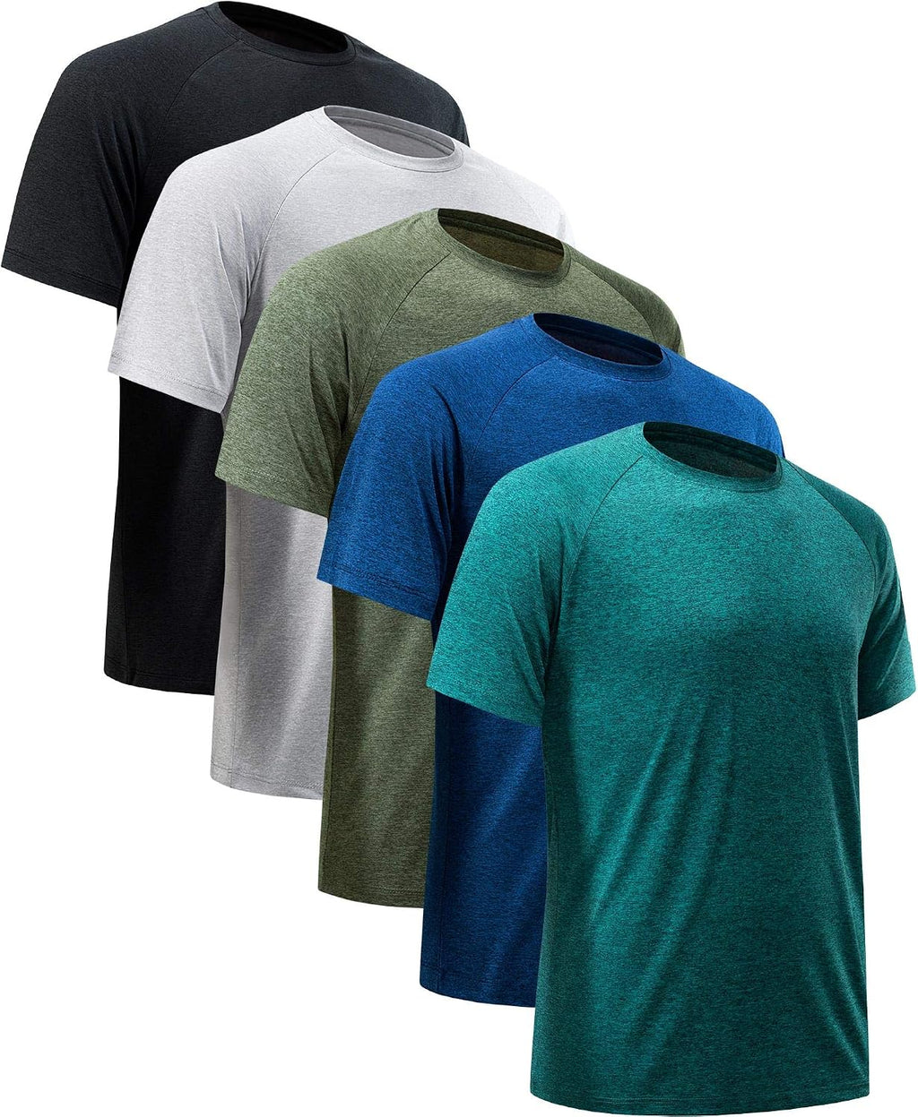 Men's Quick Dry Workout T-Shirts Multipack - Short Sleeve, Moisture Wicking Mesh for Gym Training - Large