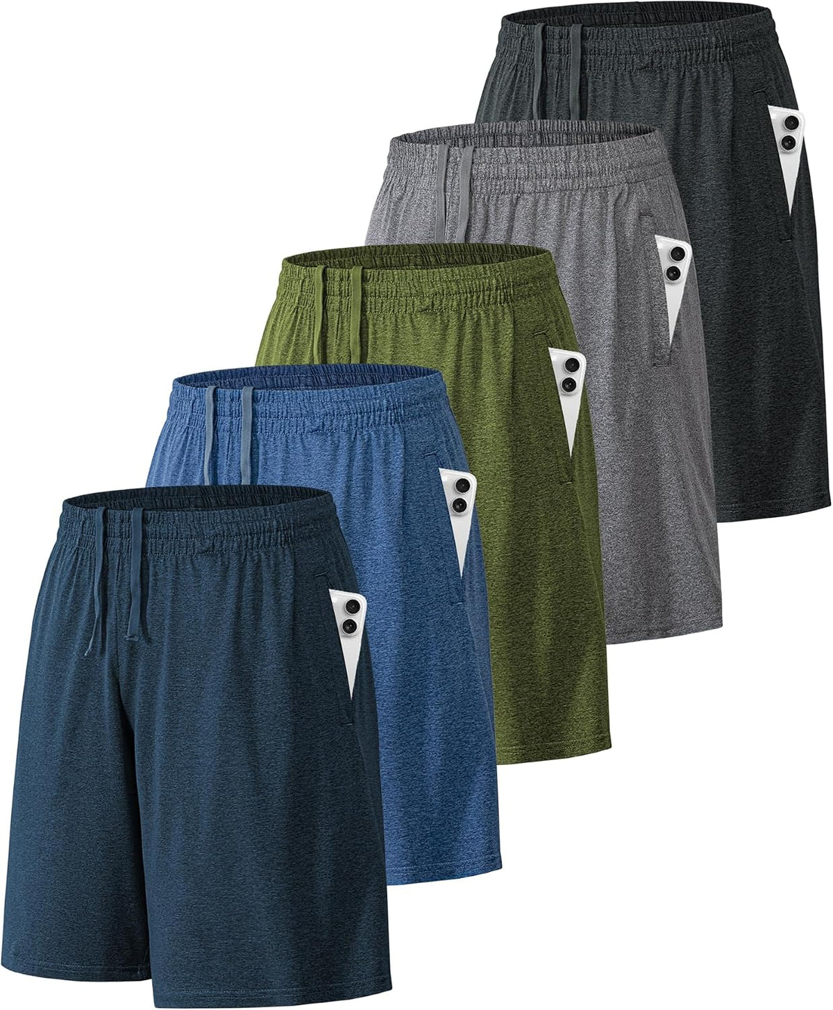 Men's Quick Dry Athletic Shorts - Side Pockets, Elastic Waistband, Breathable Fabric for Basketball - Medium