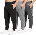 Men's Fleece Athletic Joggers 3 Pack - Zipper Pockets, Big and Tall Sizes for Workouts and Lounging - Standard (24)