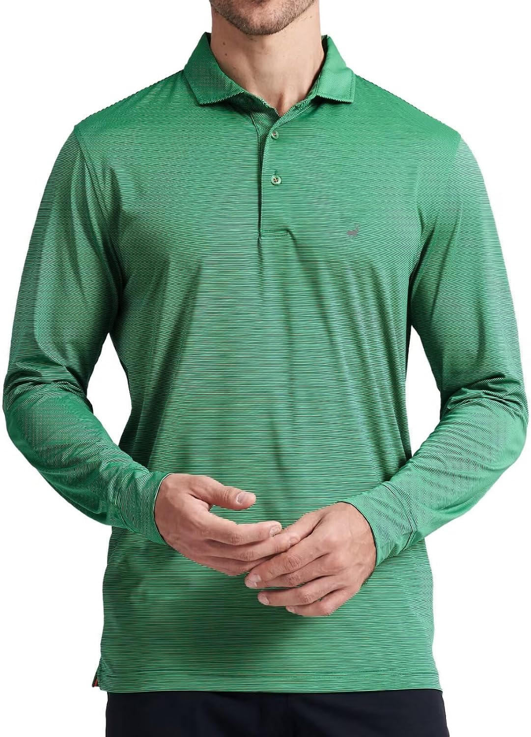 Men's Pin Striped Golf Polo Shirt - Lightweight Quick Dry Knit, Collared Short Sleeve for the Course - Small
