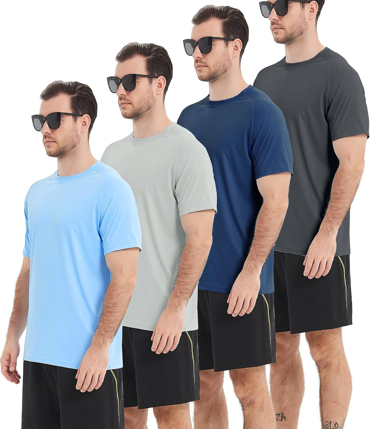 Men's Dry Fit Gym T-Shirts Multipack - Quick Dry Mesh, Moisture Wicking, Big and Tall Sizes - Standard
