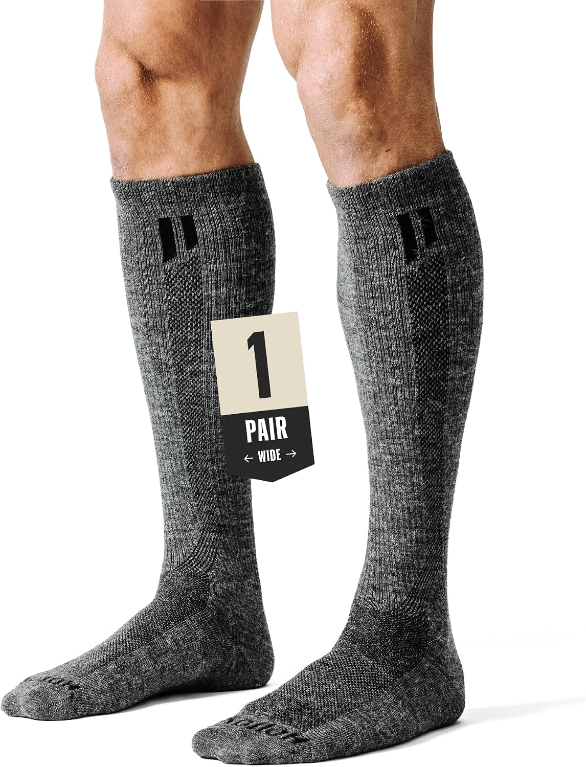Unisex Alpaca Blend Compression Socks - Knee High 15-20 mmHg Support, Standard and Wide Calf Sizes - Standard