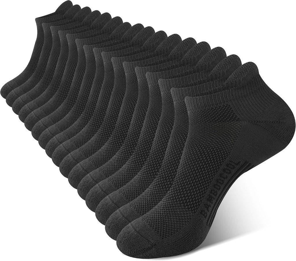 Men's Bamboo Ankle Socks 8 Pack - Seamless Toe, Cushioned Heel Tab, Odor Control for Running Days - Medium