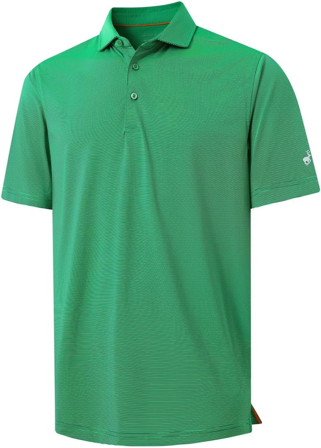 Men's Pin Striped Golf Polo Shirt - Lightweight Quick Dry Knit, Collared Short Sleeve for the Course - Medium