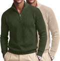 Men's Ribbed Knit Quarter Zip Pullovers 2 Pack - Cotton Blend, Mock Neck, Big and Tall for the Office - Large