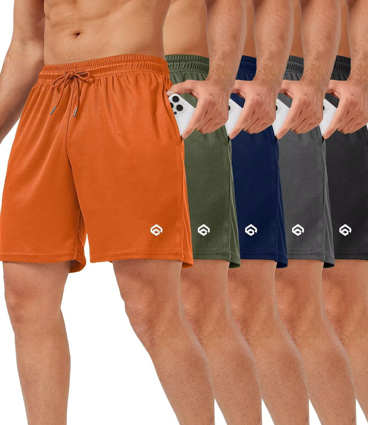 Men's 5 Inch Mesh Gym Shorts 5 Pack - Quick Dry, Side Pockets, Lightweight Training Fit for Running - 5 Inch (3)