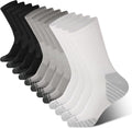 Men's Bamboo Crew Socks 6 Pack - Cushioned Sole, Arch Support, Moisture Wicking for Running Days - Black*3,dark Grey*3