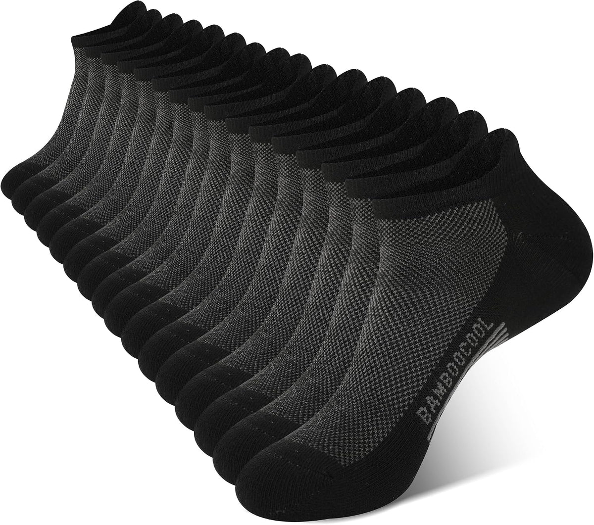 Men's Bamboo Ankle Socks 8 Pack - Seamless Toe, Cushioned Heel Tab, Odor Control for Running Days - Medium