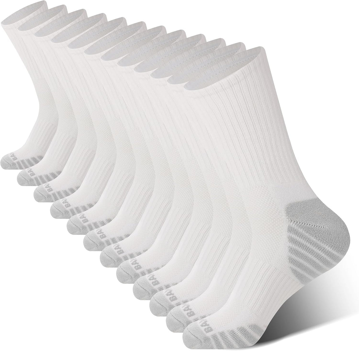 Men's Bamboo Crew Socks 6 Pack - Cushioned Sole, Arch Support, Moisture Wicking for Running Days - Black*2,white*2,grey*