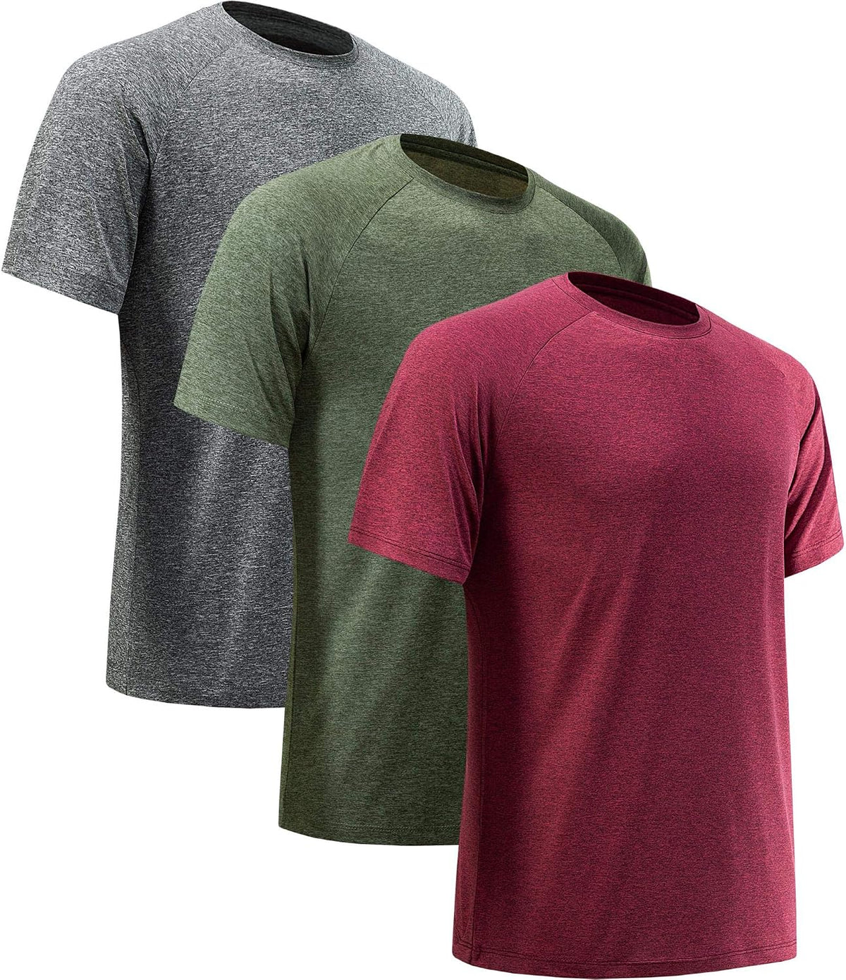 Men's Quick Dry Workout T-Shirts Multipack - Short Sleeve, Moisture Wicking Mesh for Gym Training - Large
